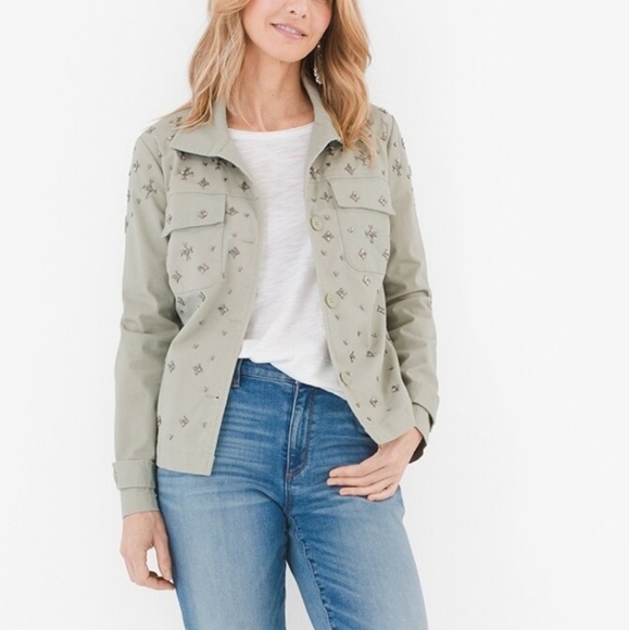 Chico's Beaded Utility Jacket NWT Size Small/4: (Chico's 0) - Picture 1 of 12